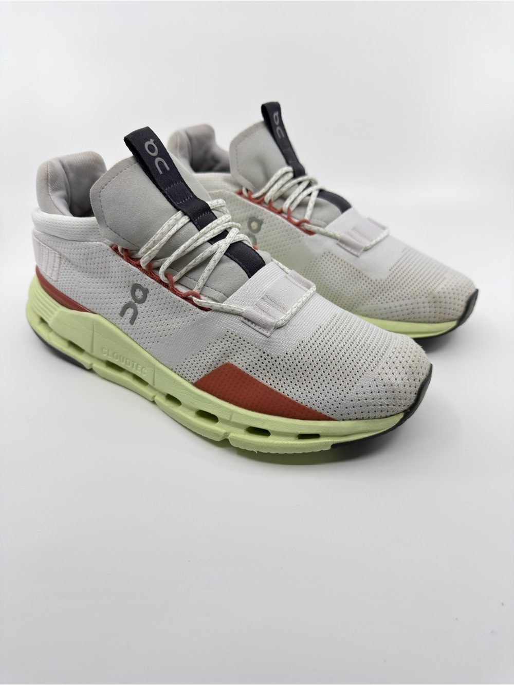 On Cloudnova Sneakers In The White And Limelight Colorway SZ 9